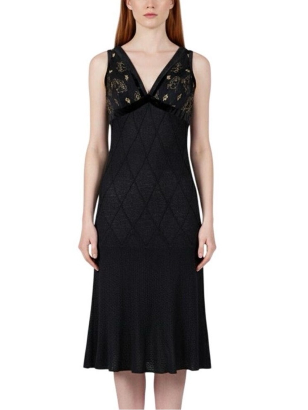 St. John Evening Black Textured Knit Dress